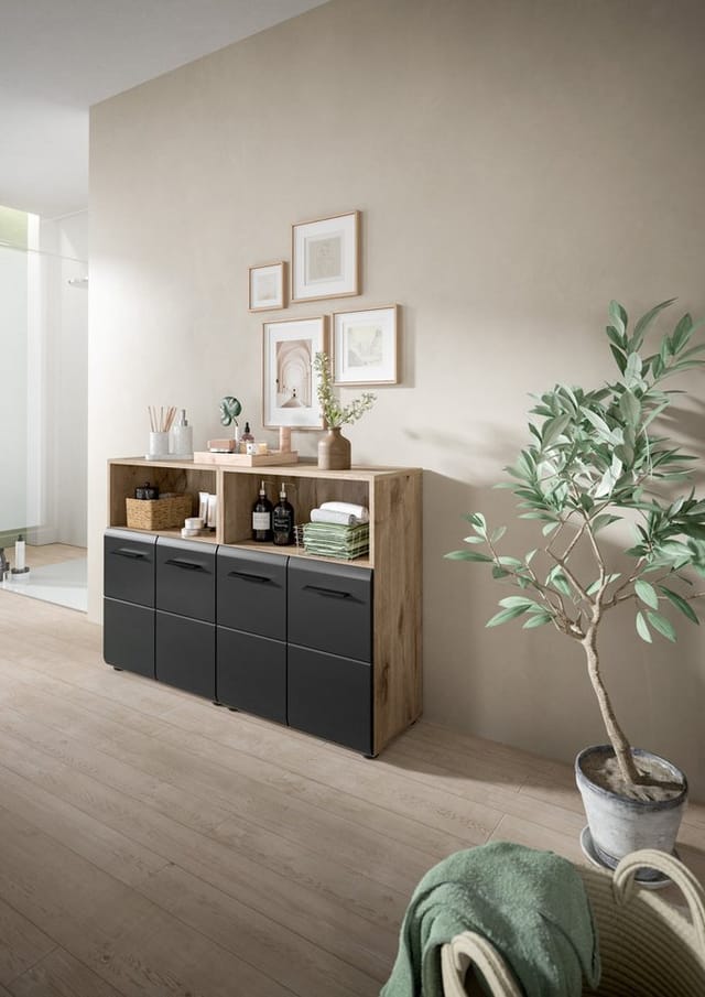 welltime Badmöbel-Set FLORENZ, TOPSELLER!, 2-teilige Badkombination, hochwertige MDF-Front, (Set, 2-St., 2-teiliges Set bestehend aus: 2 Midischrank breit), Bad-Kombination, Bad-Möbel, Badezimmer, Kombination, Kombi