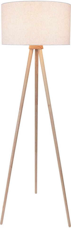 OTTO home Stehlampe Torell - Dreibein Stehleuchte, ohne Leuchtmittel, Textil, Dreibein Holz, E27, Kabel 300cm, Leinen o. Cord, Textilschirm