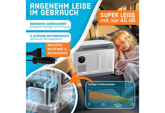 Kesser® Kompressor-kühlbox 2in1, Doppelzone, -20 °c - 49 L, Silber / Anthrazit