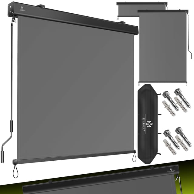 Kesser® Senkrechtmarkise Mit Handkurbel - 200 X 250cm, Grau
