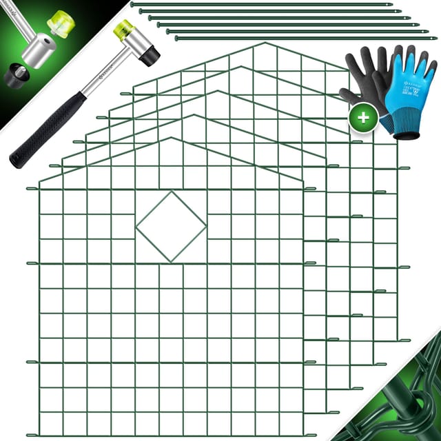Kesser® Teichzaun Metall, Stecksystem - Oberbogen Spitz - 10er Set, Grün