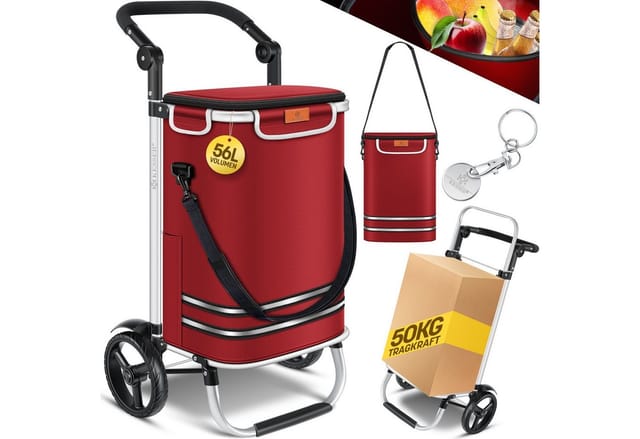 Kesser® Einkaufstrolley, Klappbar, 56 L, Bis 50 Kg - Bordeauxrot