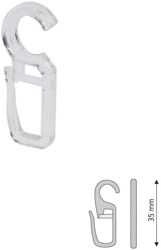 Liedeco Faltenclip, Gardinen, Vorhänge, (Set, 10-St), Faltenlegehaken, für Gardinenringe Öse 10 mm
