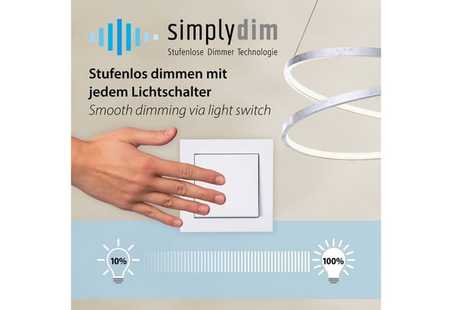 JUST LIGHT Pendelleuchte CURLS, LED fest integriert, Warmweiß, LED, dimmbar, Simply Dim, Memory, nach Trennung vom Netz