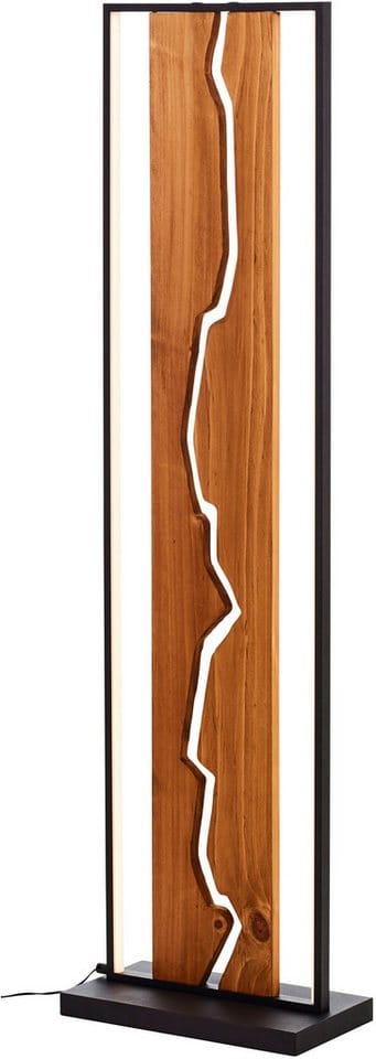 Brilliant LED Stehlampe Thunder, LED fest integriert, Warmweiß, 115 x 12,5 cm, Holz/Metall, braun/schwarz, indirekte Beleuchteung