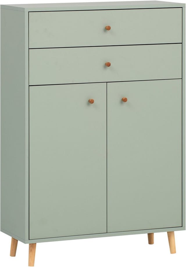 Schildmeyer Midischrank Bjarne, Breite 77 cm Mit Metallbeschlägen, Griffe und Möbelfüße aus Massivholz