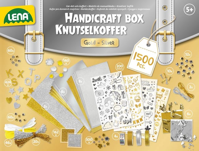 Lena® Kreativset Bastelkoffer Gold & Silber