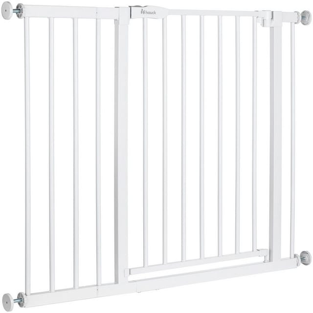 Hauck Türschutzgitter Open N Stop 2 Set inklusive Verlängerung 21 cm, White, auch als Treppenschutzgitter verwendbar, 96-101 cm