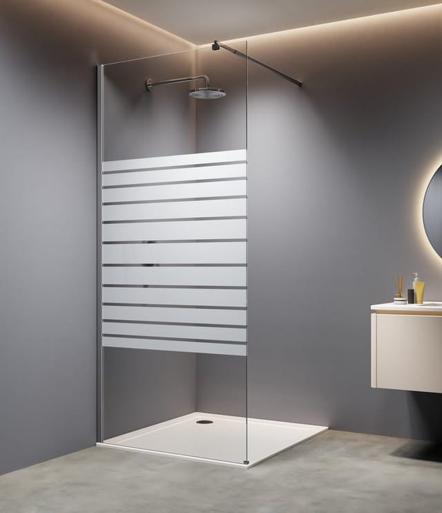 welltime Walk-in-Dusche Nassau Single, Einscheibensicherheitsglas, 8mm Starke Scheibe mit Streifendekor