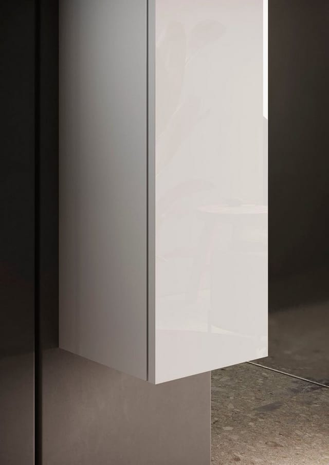 welltime Hängeschrank Start, 1 Tür, Höhe 138 cm, Breite 26 cm, Bad, Flur in Weiß Hochglanz Lack