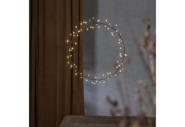 Star Trading - Leuchtender Led-kranz ,nike', Batterie + Timer, 80 Leds, Schwarzer Metallring, Ø 30cm