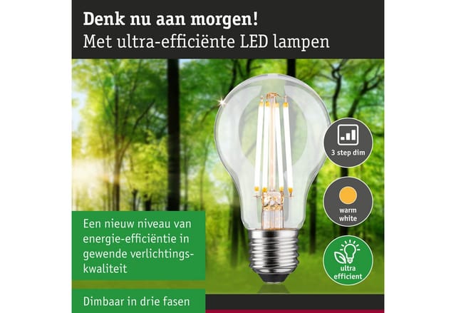 Paulmann LED-Leuchtmittel Eco-Line Filament 230V LED Birne E27 806lm 4,3W 3000K dimmbar Klar, E27, 1 St., Warmweiß