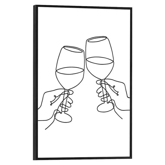 Reinders! Poster Wein, Küche - Schwarz-Weiß - MDF - Line Art - 20x30 cm
