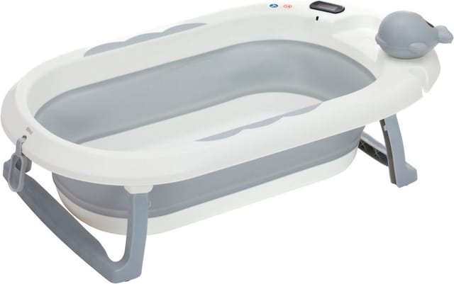 Fillikid Babybadewanne Faltbadewanne Beluga grau, inkl. Temperaturmessung