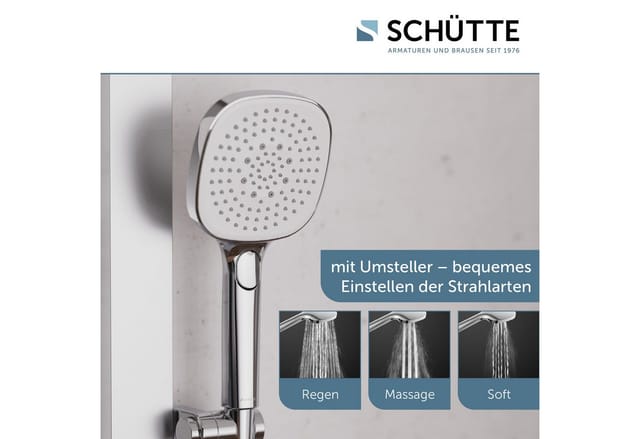 Schütte Brausegarnitur LA PALMA, Höhe 105 cm, 3 Strahlart(en), Komplett-Set, Regendusche, mit Antikalk-Beschichtung, wassersparend