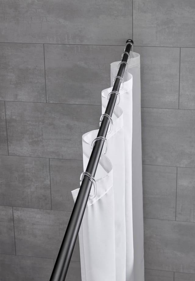Kleine Wolke Duschvorhangstange Federstange, Ø 21 mm, ausziehbar, kürzbar, ohne Bohren, Aluminium, schwarz, für Duschvorhänge, hochwertige Verarbeitung, Länge 75-125 cm