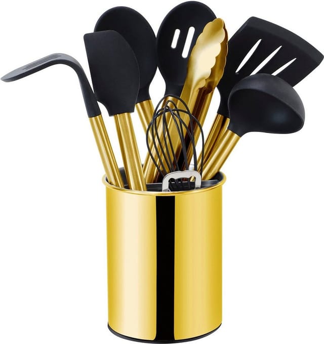 ECHTWERK Küchenorganizer-Set, (Set, 10-tlg), Kochbesteck mit Edelstahlgriff, Antihaft Silikon, Utensilienhalter