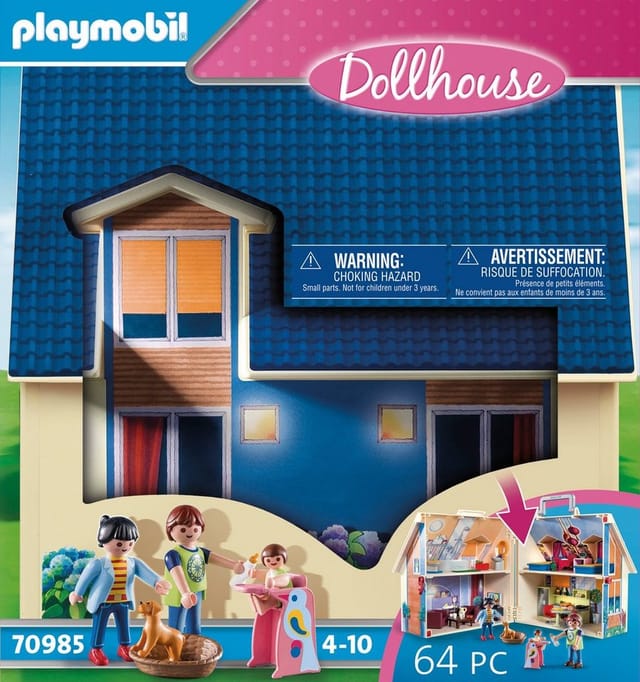 Playmobil® Mitnehm-Puppenhaus (70985), Dollhouse Konstruktions-Spielset, (64 St), Made in Europe