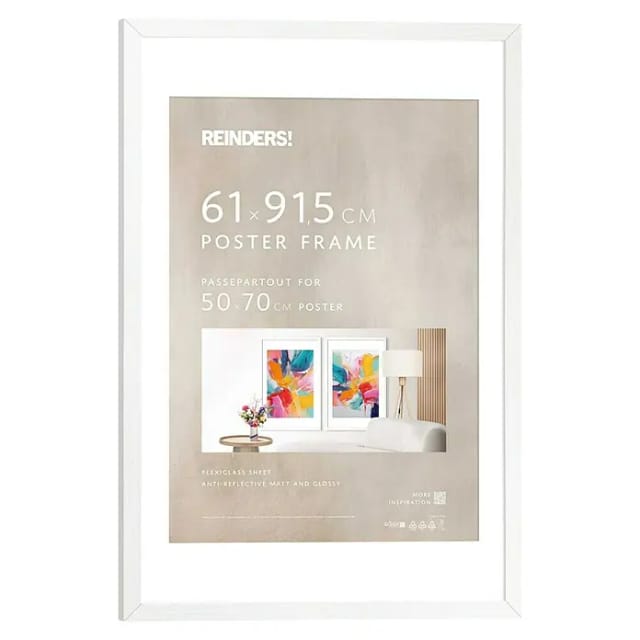 Reinders! Bilderrahmen Bilderrahmen Poster 61x91,5 oder 50x70, für 1 Bilder, Wohnzimmer - Weiß - MDF - 64,5x95 cm