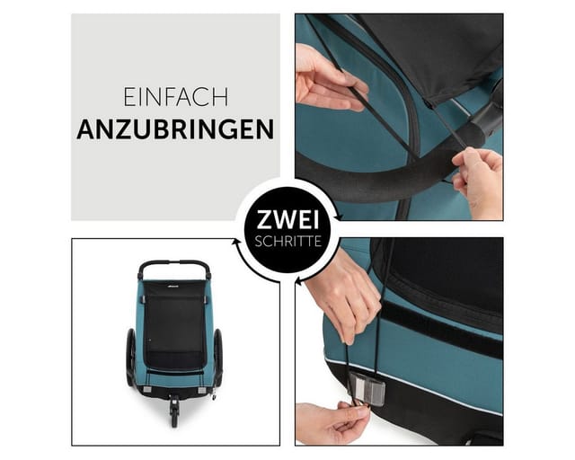 Hauck Kinderwagen-Sonnenschutzhülle Bike Trailer Sunshade, black, für den Fahrradanhänger Dryk Duo