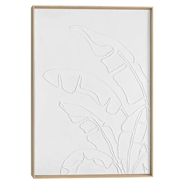 Reinders! Wandbild Palmblätterrelief, Wohnzimmer - Weiß - MDF - Blumen und Pflanzen - 50x70 cm