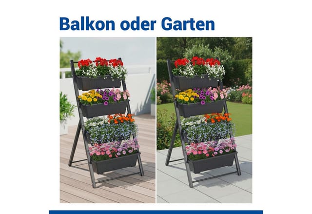 Maximex Hochbeet Vertikales Hochbeet 4 Etagen, vertikales Hochbeet für Balkon & Terrasse, herausnehmbare Pflanzkästen