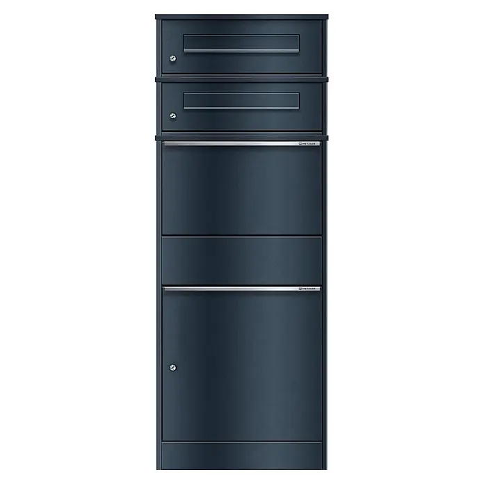 Metzler Paketbox 2 BRFK BISPO (L x B x H: 37,4 x 50,3 x 130,3 cm, Anthrazit, Stahl, Paketfach, 2 Briefkastenfächer)