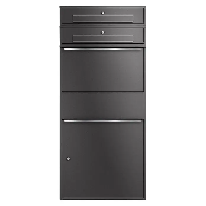 Metzler Paketbox XL 2 BRFK BISPO MAX (L x B x H: 45,4 x 72 x 161 cm, Eisenglimmer, Stahl, Paketfach, 2 Briefkastenfächer)