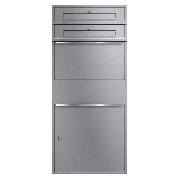 Metzler Paketbox XL 2 BRFK BISPO MAX (L x B x H: 45,4 x 72 x 161 cm, Graualuminium, Stahl, Paketfach, 2 Briefkastenfächer)