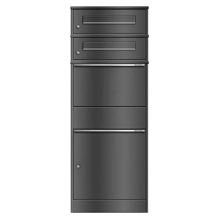 Metzler Paketbox 2 BRFK BISPO (L x B x H: 37,4 x 50,3 x 130,3 cm, Eisenglimmer, Stahl, Paketfach, 2 Briefkastenfächer)