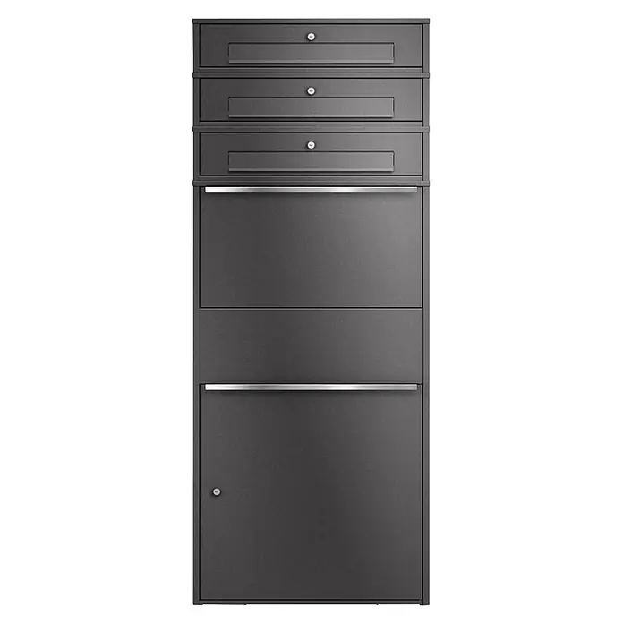 Metzler Paketbox XL 3 BRFK MAX (L x B x H: 45 x 72 x 177 cm, Eisenglimmer, Stahl, Paketfach, 3 Briefkastenfächer)