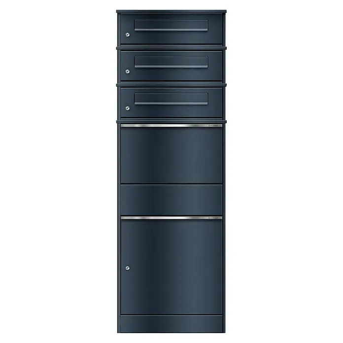 Metzler Paketbox 3 BRFK BISPO (L x B x H: 37,4 x 50,3 x 147,7 cm, Anthrazit, Stahl, Paketfach, 3 Briefkastenfächer)