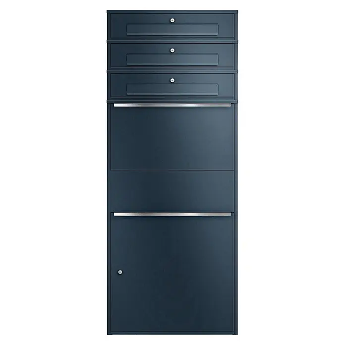 Metzler Paketbox XL 3 BRFK MAX (L x B x H: 45 x 72 x 177 cm, Anthrazit, Stahl, Paketfach, 3 Briefkastenfächer)