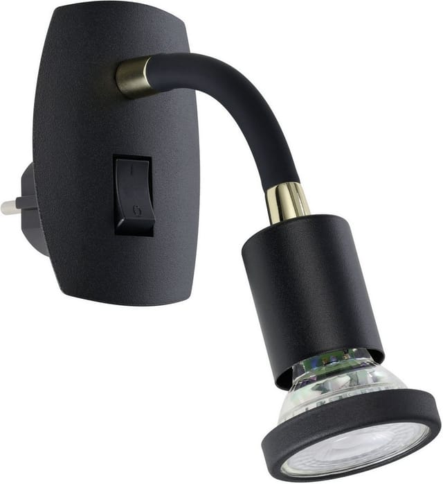 Eglo Steckdosenlampe Parrini schwarz/messing 1er GU10