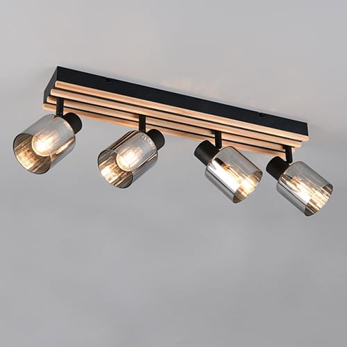 Reality Deckenstrahler Travia 4-flammig schwarz matt E14