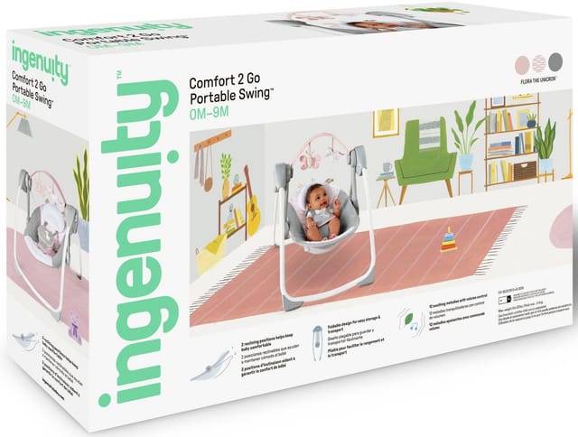 ingenuity Babyschaukel Comfort 2 Go, Flora Unicorn, tragbar