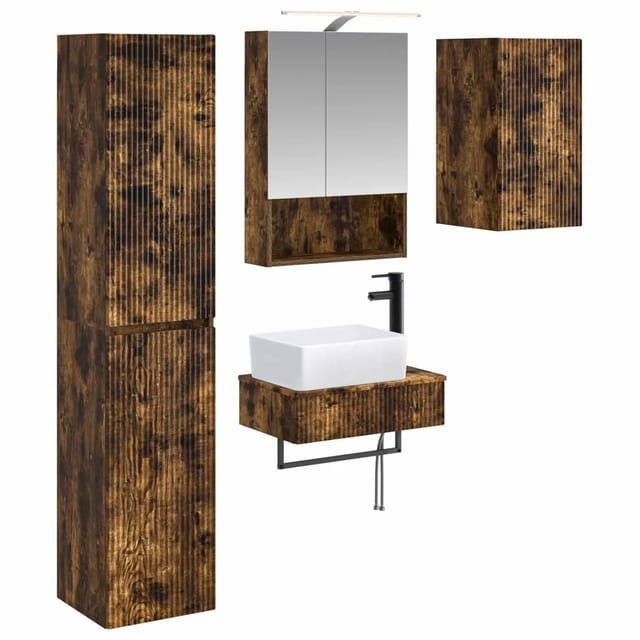vidaXL Badezimmermöbel-Set 5-Tlg Geräucherte Eiche 3407275