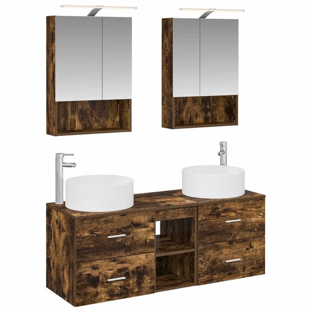 vidaXL Badezimmermöbel-Set 5-Tlg Geräucherte Eiche 3407083