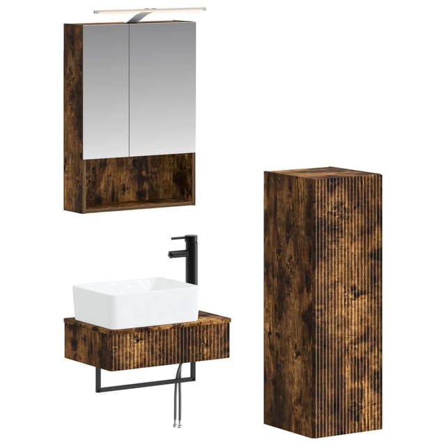 vidaXL Badezimmerschrank-Set 4-Tlg Geräucherte Eiche 50 x 14,5 x 70 cm 3407395