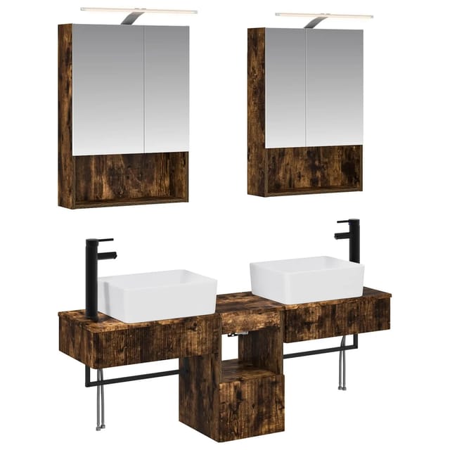 vidaXL Badezimmerschrank-Set 5-Tlg Geräucherte Eiche 50 x 14,5 x 70 cm 3406323