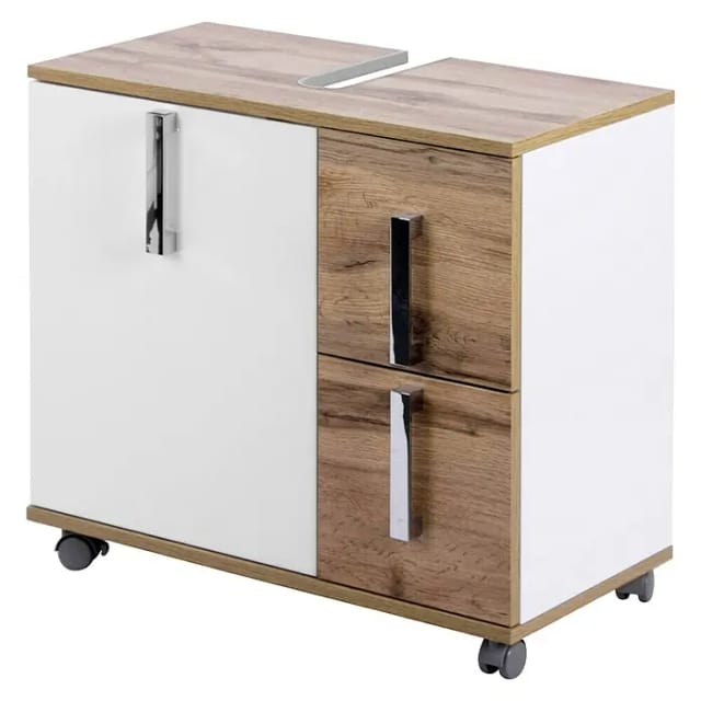 Schildmeyer Waschbeckenunterschrank Kampen made in Germany Höhe 60 cm, mit Metallgriffen, Tür mit Soft-Close, 2 Schubladen