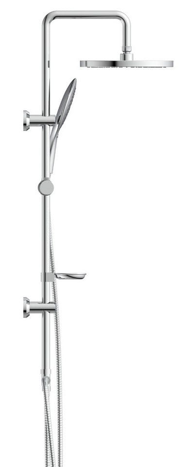 welltime Stangenbrause-Set Lina, Höhe 105 cm, Überkopfbrause mit Seifenablage, Überkopfbrause mit 20cm Kantenlänge