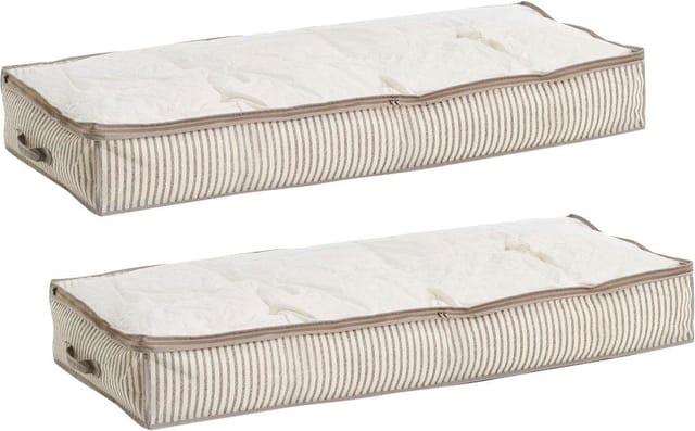 Zeller Present Aufbewahrungstasche Stripes (2-tlg), Vlies, beige