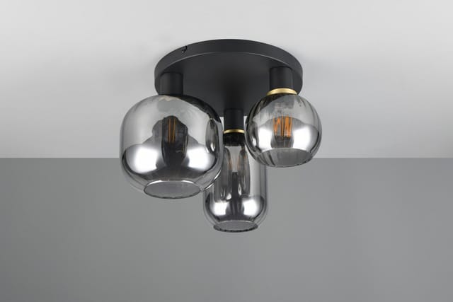 TRIO Leuchten Deckenleuchte DIVA, E27 Deckenlampe 3-flammig mit Glasschirm, exkl 3xE27 max 10W, Leuchtmittel wechselbar, warmweiß - kaltweiß, Deckenlampe Ø 39cm, Glasschirme in 3 Formen, Lampe Wohnzimmer Küche