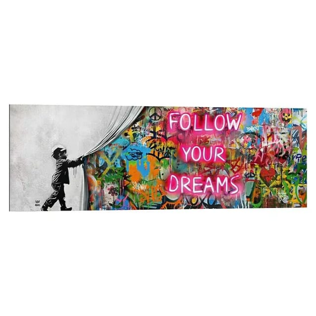 Reinders! Deco-Panel Graffiti follow your dreams, Hobbyraum - Mehrfarbig - MDF - Street Art - 90x30 cm