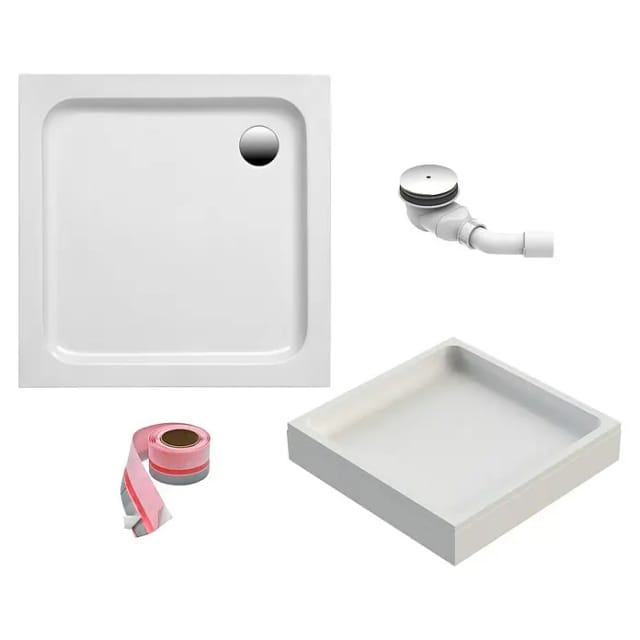 OTTOFOND Duschwanne, quadratisch, Sanitäracryl, Set, 80x80x6 cm, mit Wannenträger, Ablaufgarnitur und Fugendichtband