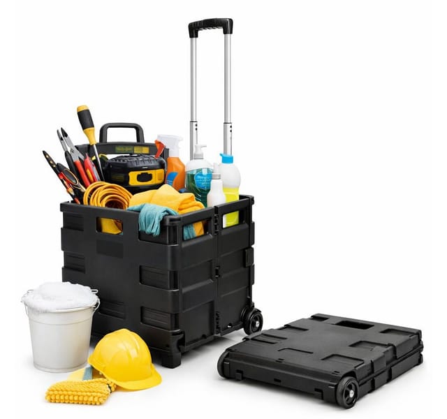 BigDean Werkzeugtrolley leer klappbar bis 35kg - Werkzeugkiste Transportkiste Rollbox (Transportbox mit Rollen, 1 St., Klapp Trolley), Werkstatt, Haushalt, Garten, Büro, Camping & Auto
