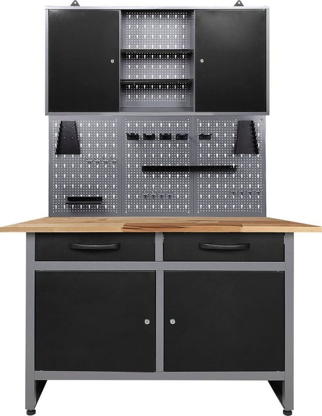 ONDIS24 Werkstatt-Set Werner, 120 cm, mit Lochwandsystem inkl. Haken