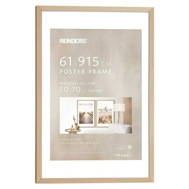 Reinders! Bilderrahmen Bilderrahmen Poster 61x91,5 oder 50x70, für 1 Bilder, Wohnzimmer - Buche - MDF - 64,5x95 cm