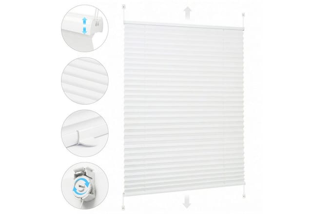 Sekey Plissee Plissee Klemmfix ohne Bohren Lichtschutz verspannt Fenster Tür Rollo, Faltrollo Mit oder ohne Bohren, Klemmfix, blickdicht,Lichtschutz,Aluschiene,4-fach nachspannbar,Weiß,35x100cm